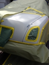 Vehicle masked for paint work